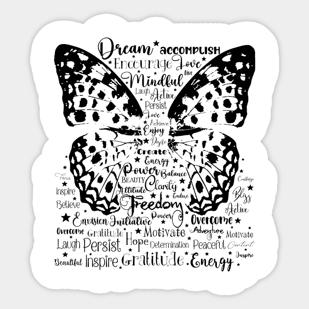 Inspirational Wings in Dark Font Sticker by Wizardbird